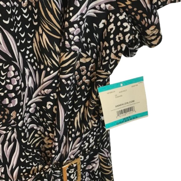 NWT Anne Klein Womens Size 16 Mixed Print Stretch Jersey Faux Wrap Dress NEW - Picture 4 of 4
